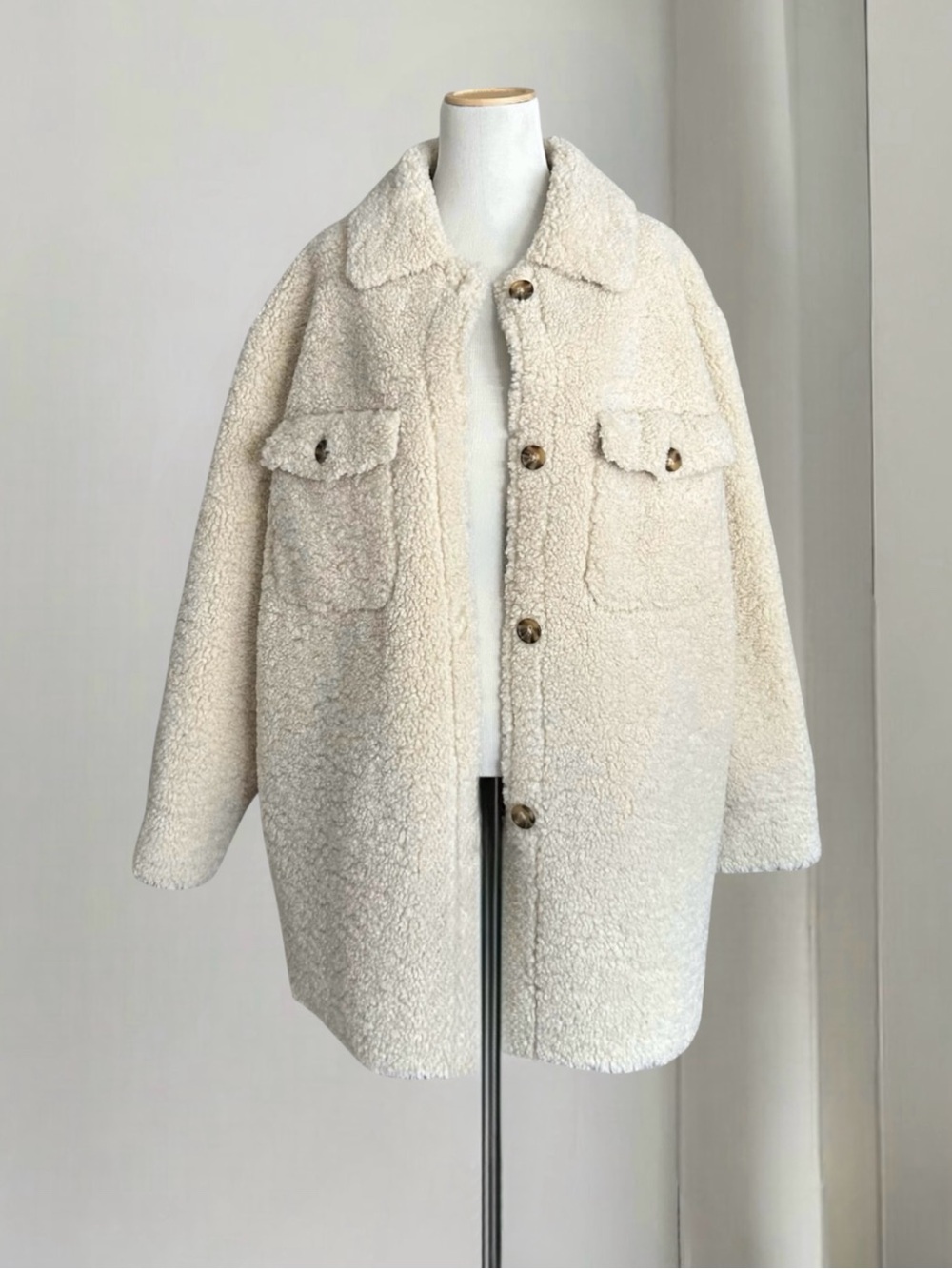 Mango Cream Beige Faux Shearling Jacket